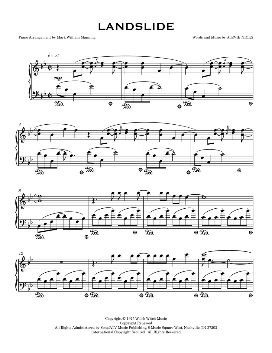 Landslide Landslide Piano Solo scores gallery preview page 1