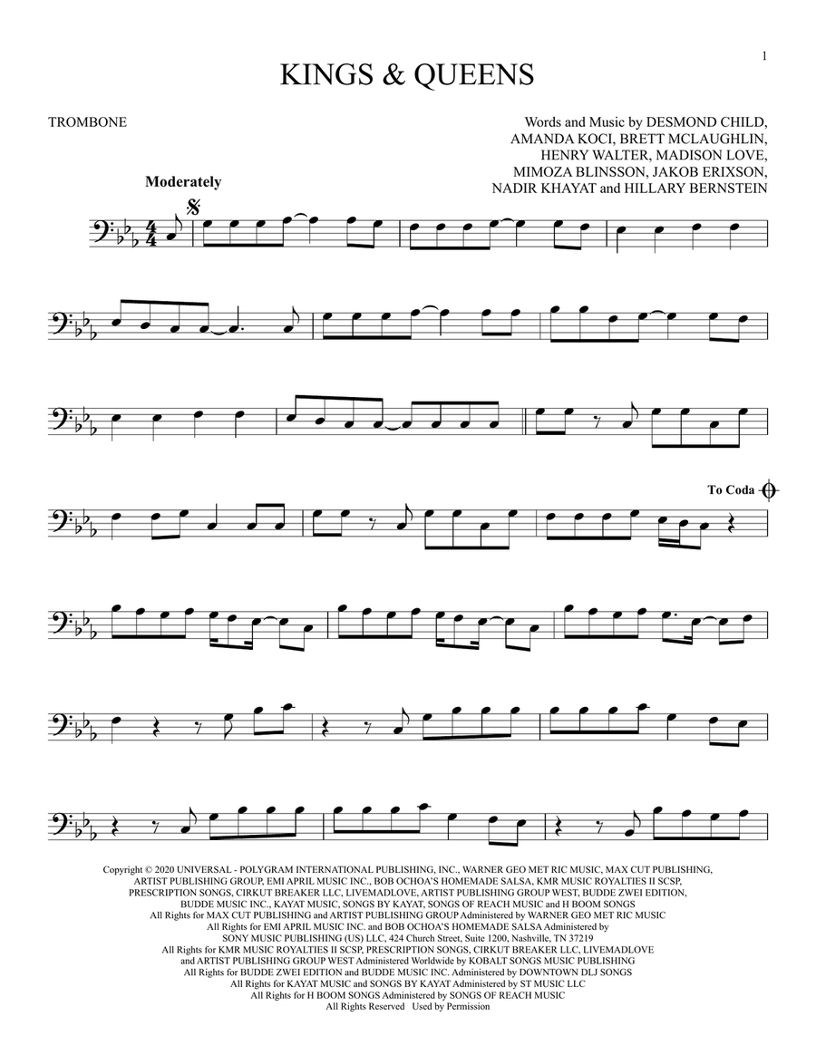 Kings & Queens Kings & Queens Trombone Solo scores gallery preview page 1