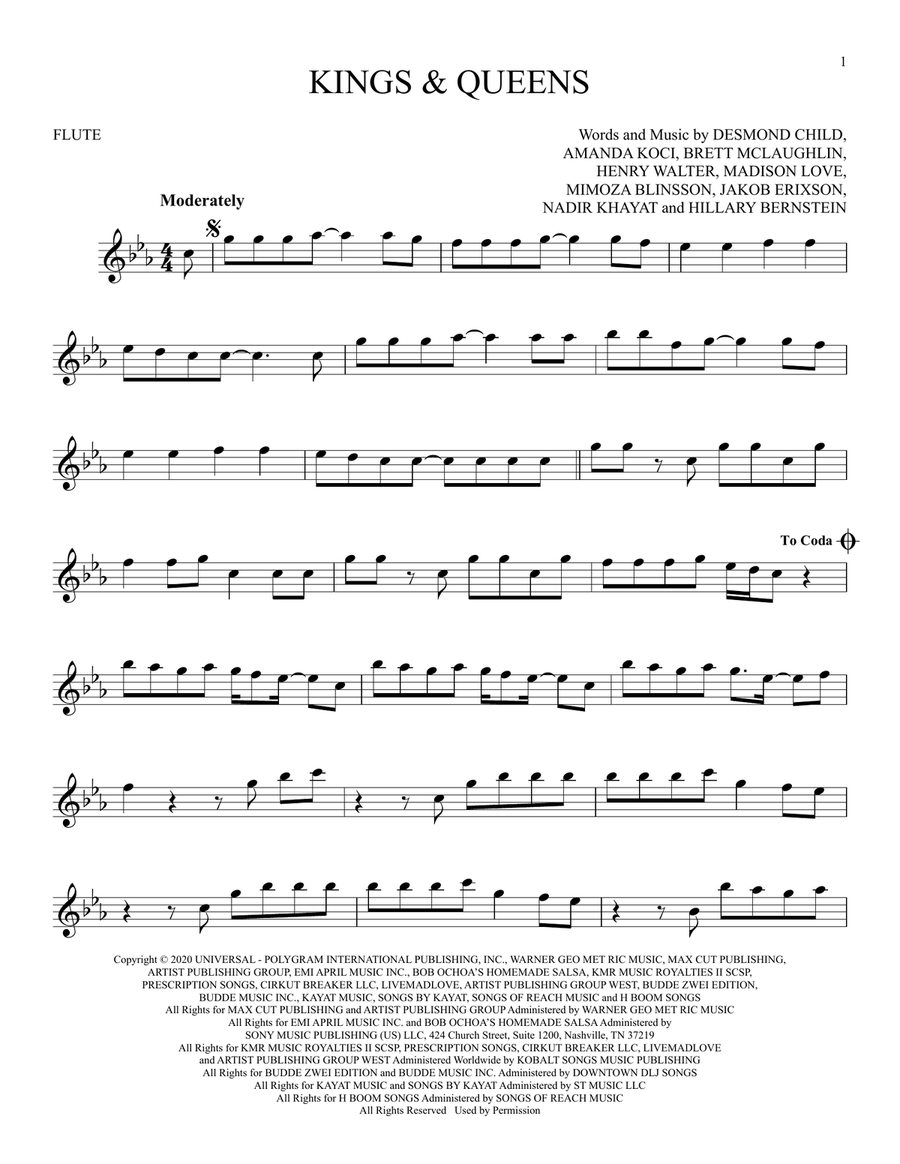 Kings & Queens Kings & Queens Flute Solo scores gallery preview page 1