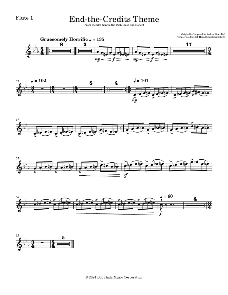 End Credits Theme Score - Winnie the Pooh Blood and Honey Full Orchestra scores gallery preview page 6