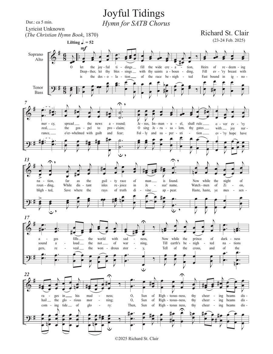 Joyful Tidings - for SATB Chorus 4-Part scores gallery preview page 1