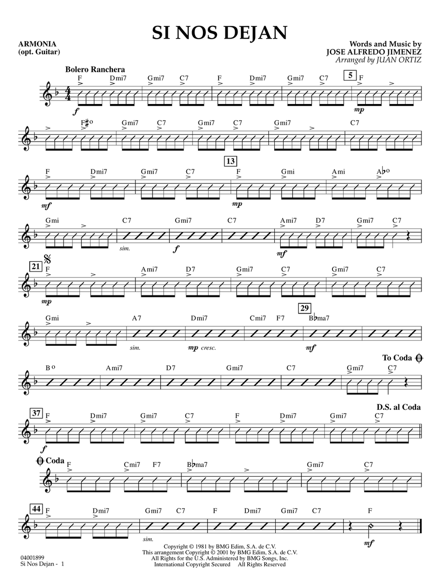 Si Nos Dejan (arr. Juan Ortiz) - Armonia Concert Band scores gallery preview page 1