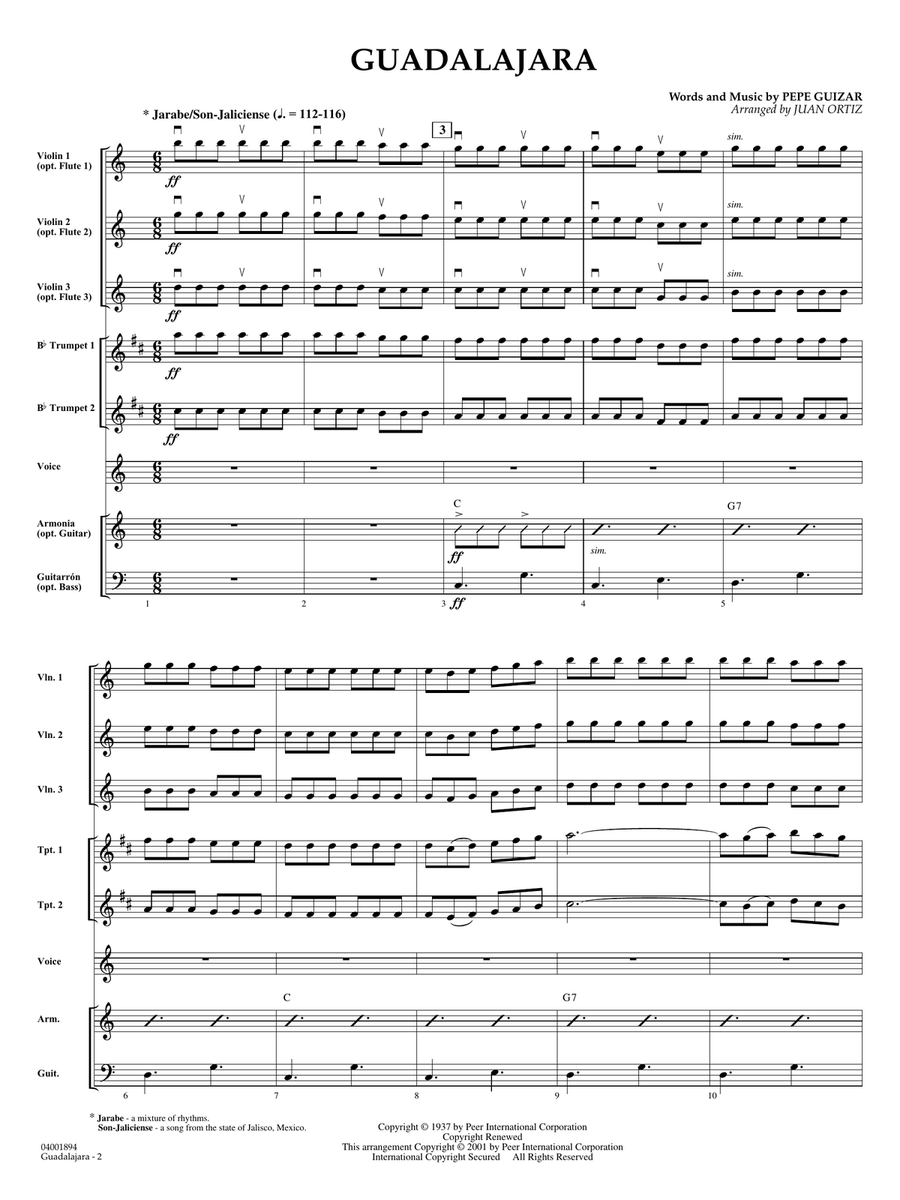 Guadalajara (arr. Juan Ortiz) - Conductor Concert Band scores gallery preview page 2
