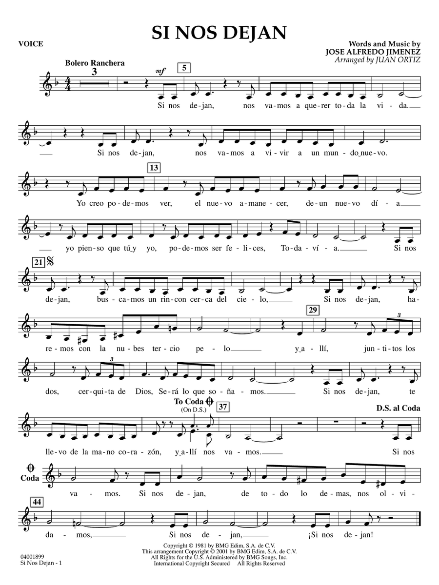Si Nos Dejan (arr. Juan Ortiz) - Voice Concert Band scores gallery preview page 1
