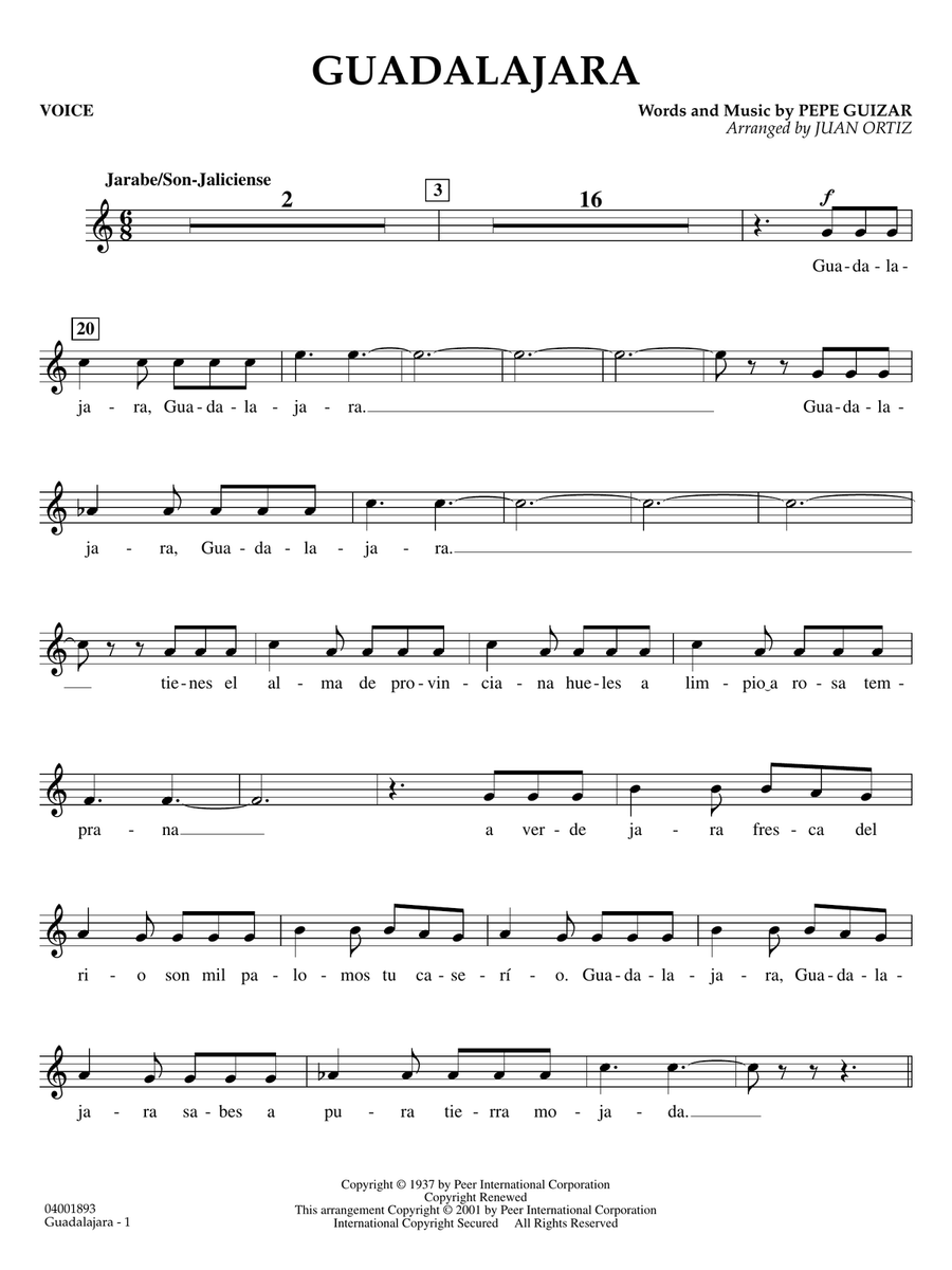 Guadalajara (arr. Juan Ortiz) - Voice Concert Band scores gallery preview page 1