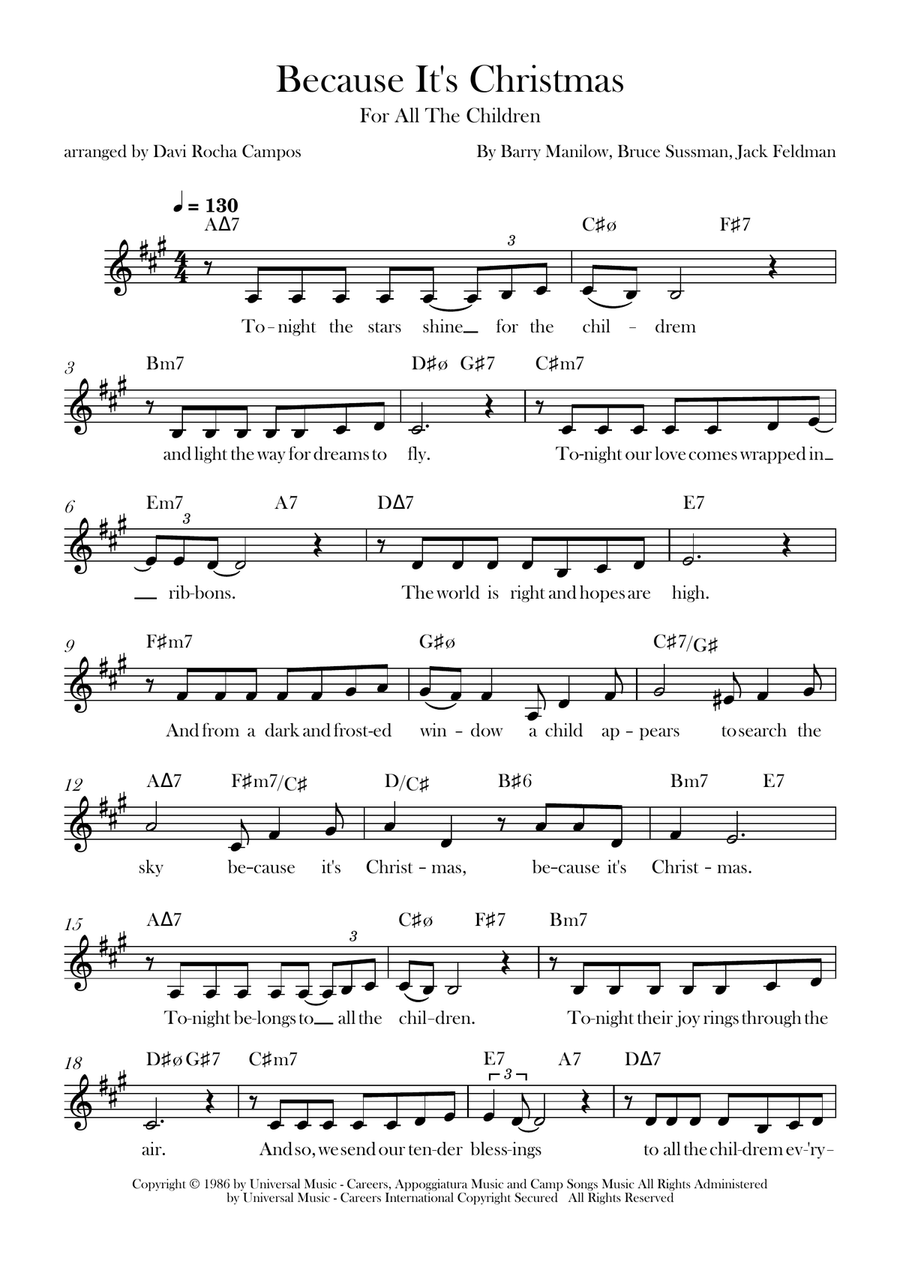 Because It's Christmas (For All The Children) Piano scores gallery preview page 1