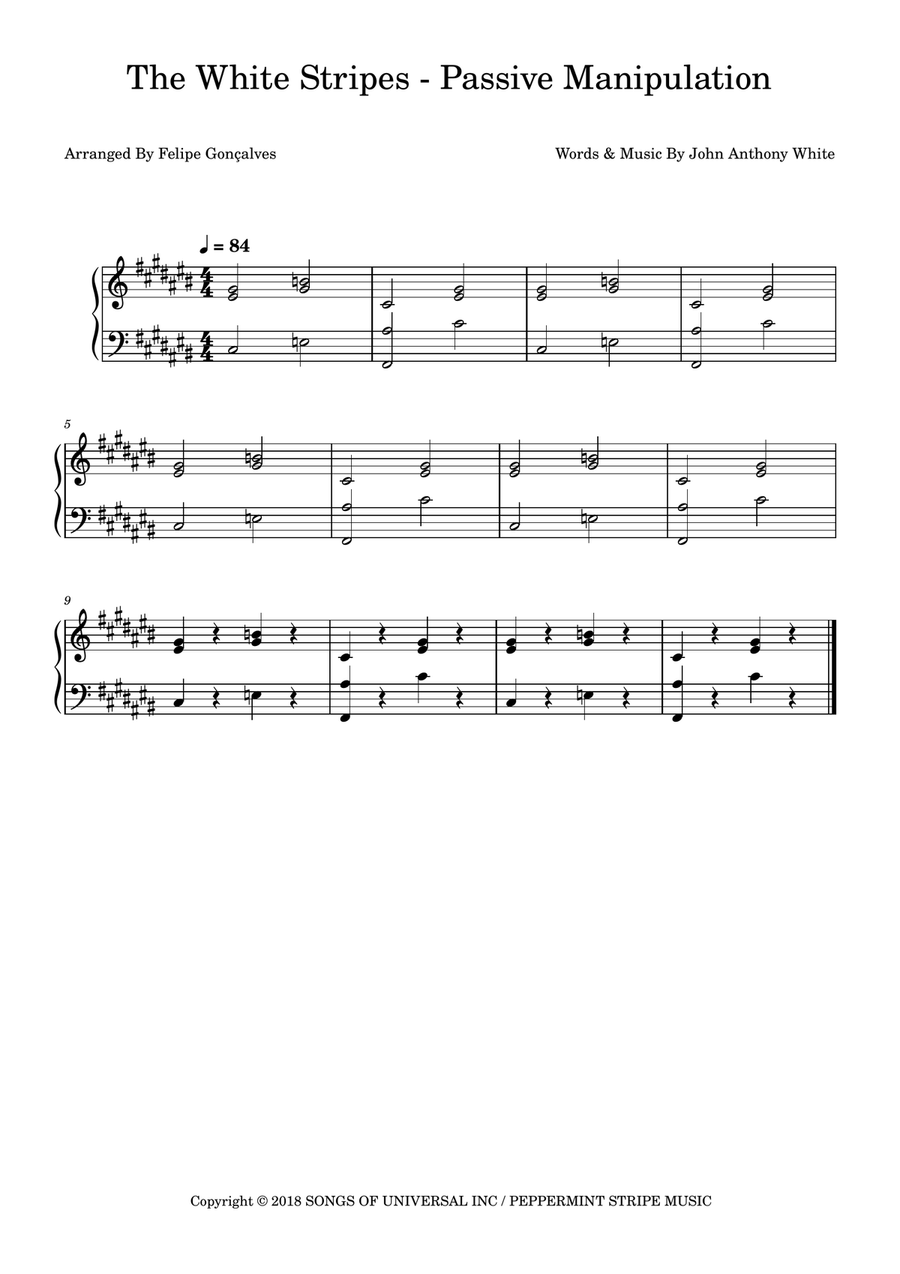 Passive Manipulation Passive Manipulation Easy Piano scores gallery preview page 1