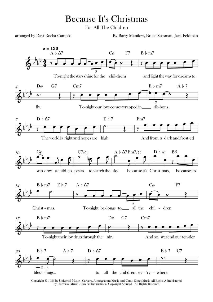 Because It's Christmas (For All The Children) Piano scores gallery preview page 1