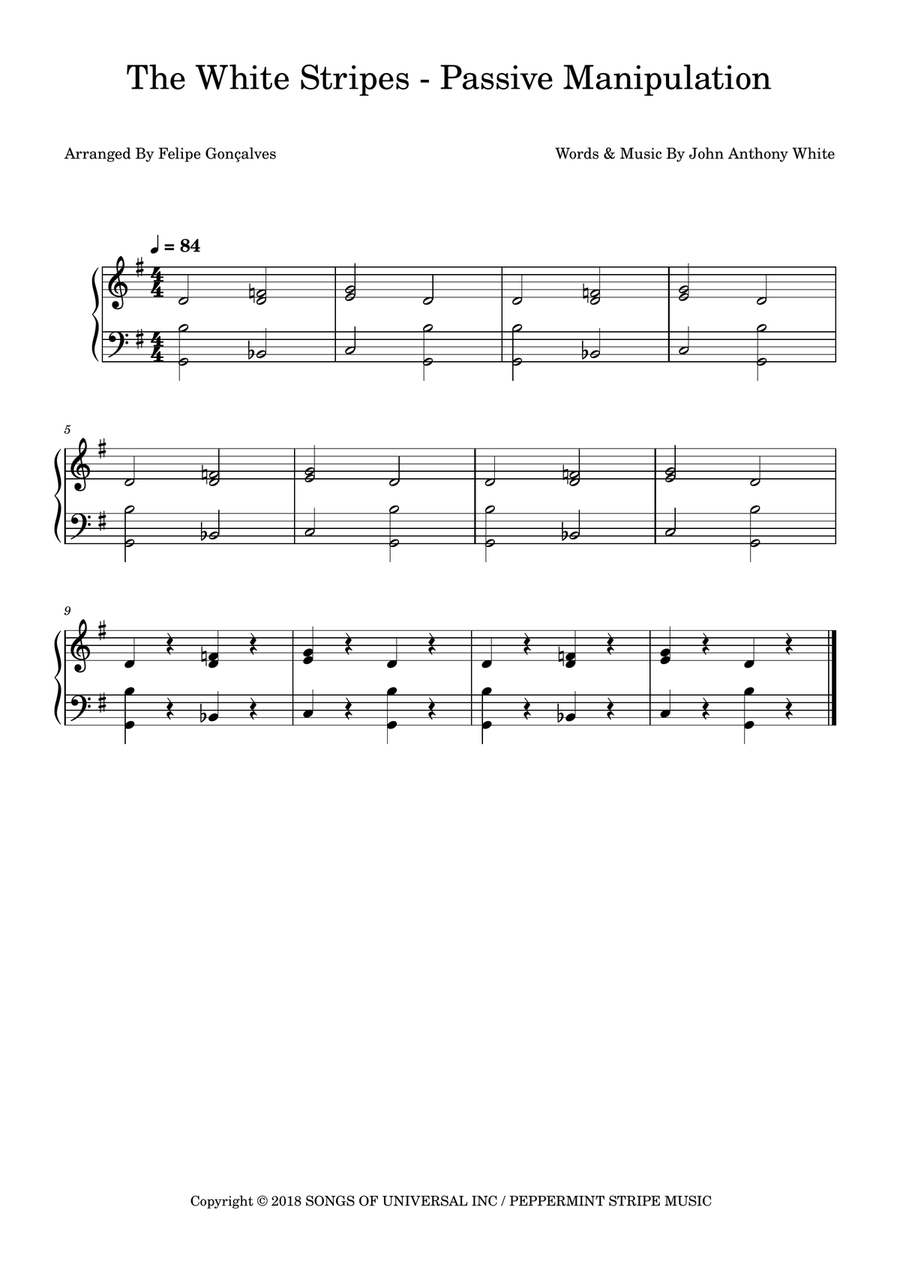 Passive Manipulation Passive Manipulation Easy Piano scores gallery preview page 1