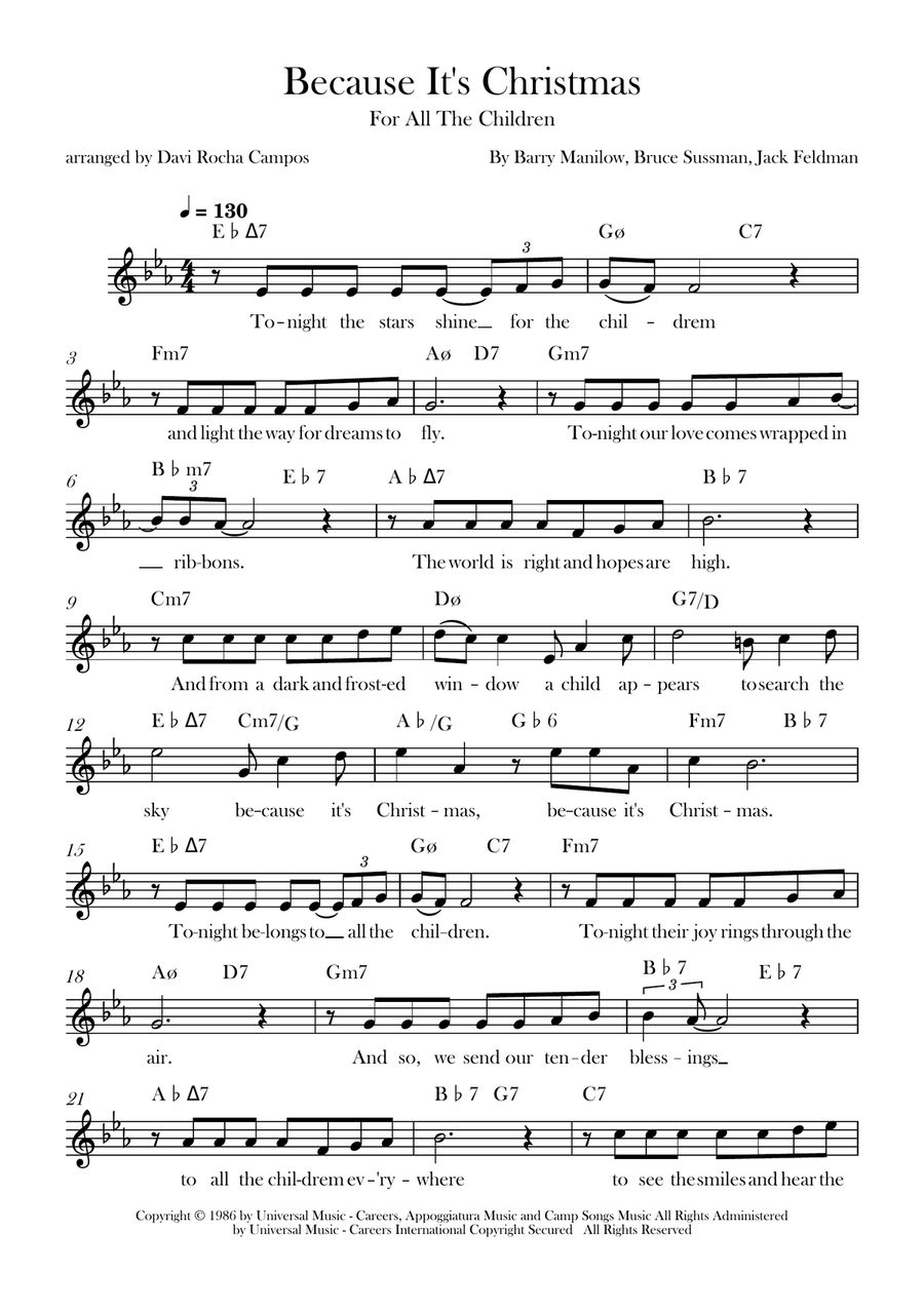 Because It's Christmas (For All The Children) Piano scores gallery preview page 1