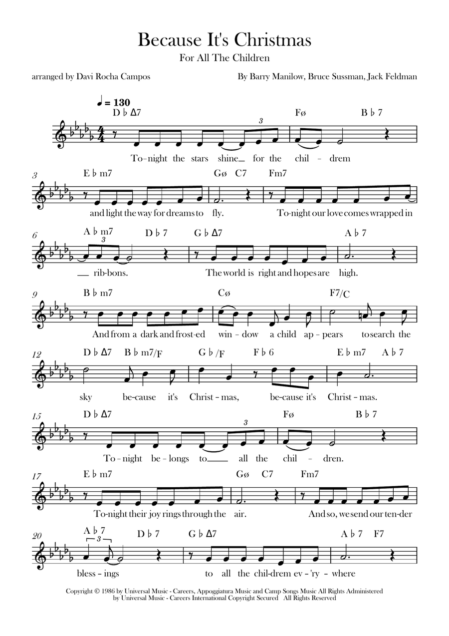 Because It's Christmas (For All The Children) Piano scores gallery preview page 1