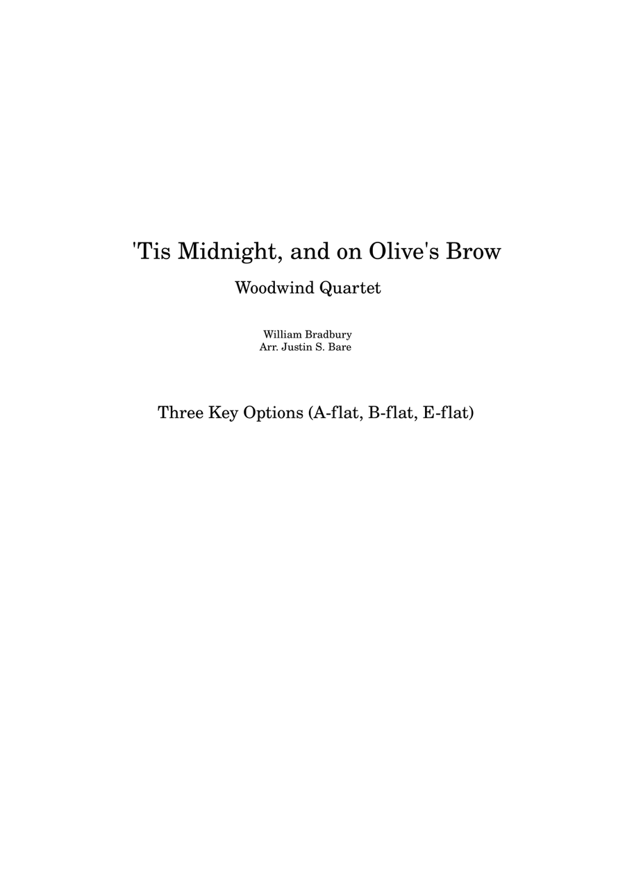 'Tis Midnight, and on Olive's Brow (Woodwind Quartet; Three Key Options) Woodwind Quartet scores gallery preview page 1