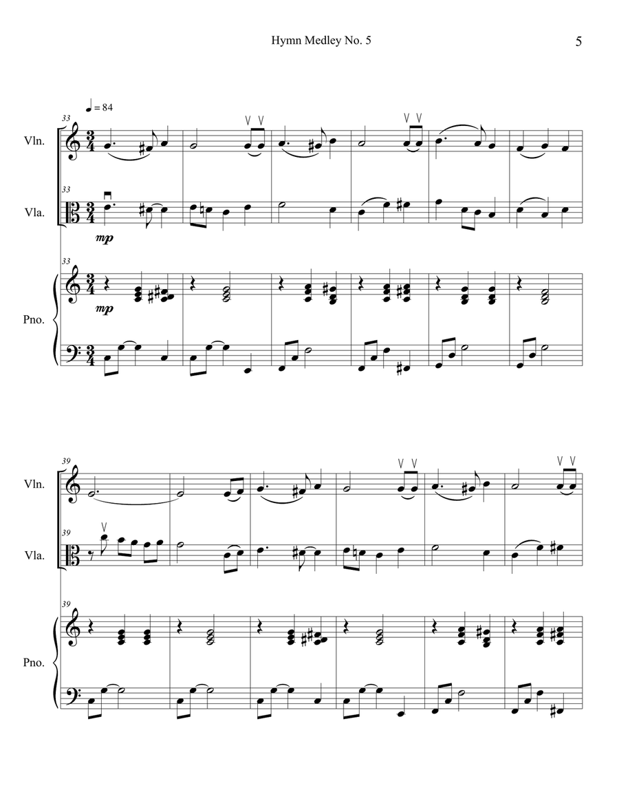 Hymn Medley No. 5 (Violin and Viola Duet with Piano Accompaniment) String Duet scores gallery preview page 5