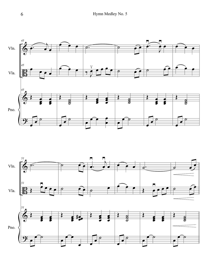 Hymn Medley No. 5 (Violin and Viola Duet with Piano Accompaniment) String Duet scores gallery preview page 6