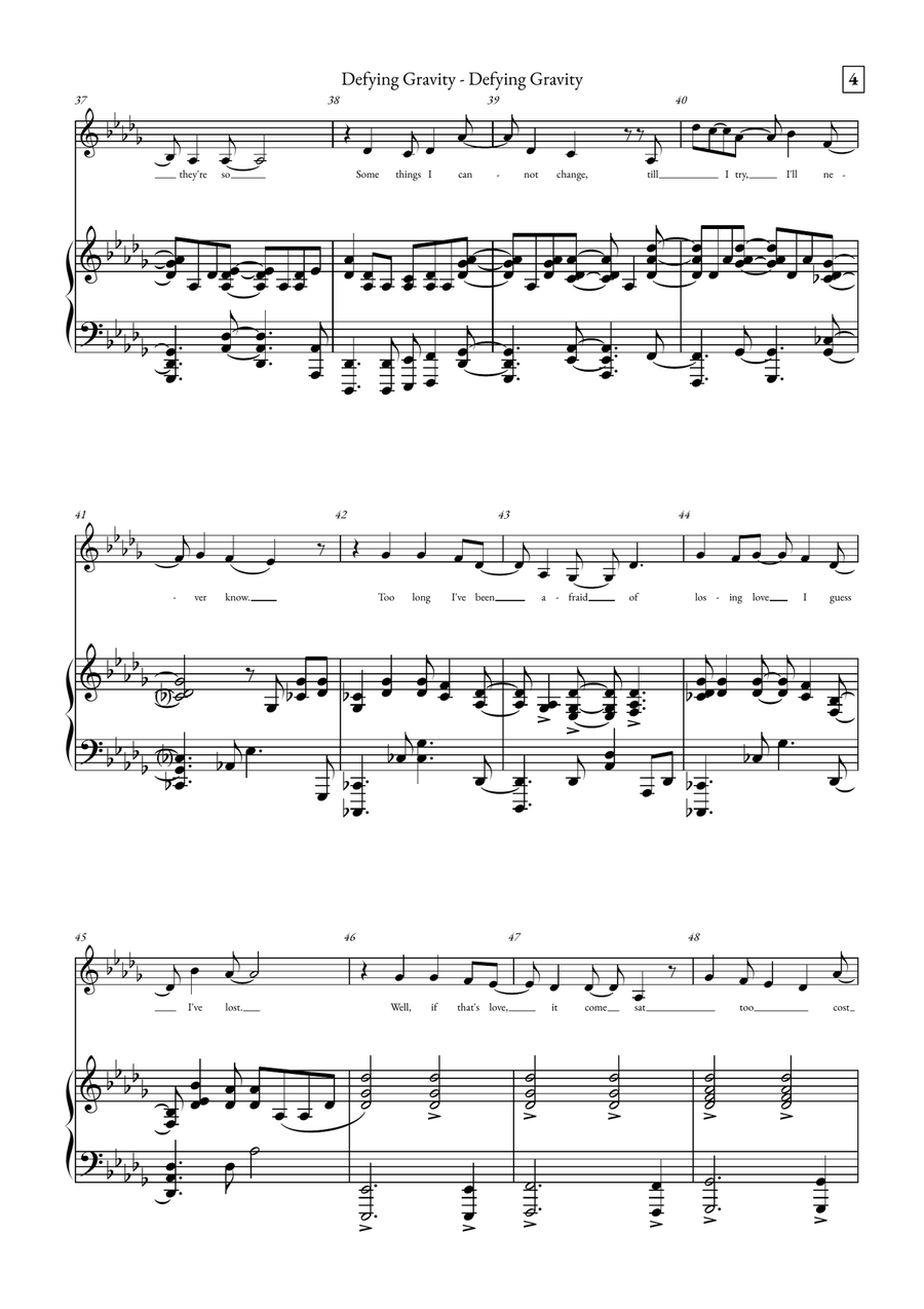 Defying Gravity Defying Gravity Piano, Vocal scores gallery preview page 4