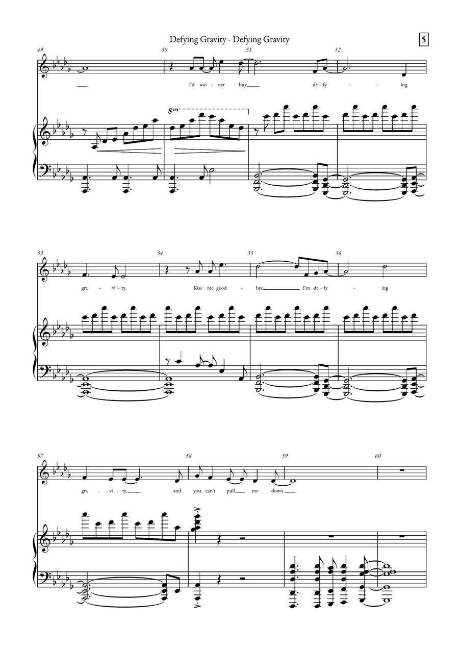Defying Gravity Defying Gravity Piano, Vocal scores gallery preview page 5