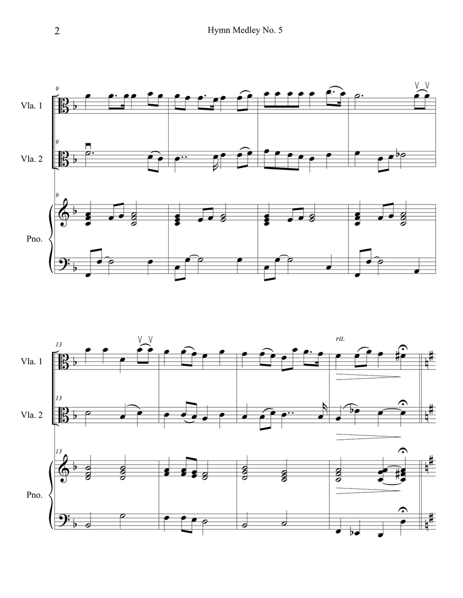 Hymn Medley No. 5 (Viola Duet with Piano Accompaniment) String Duet scores gallery preview page 2