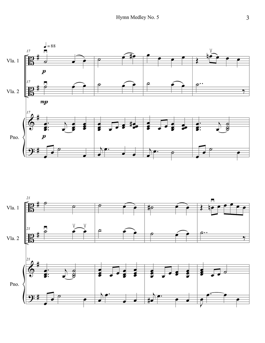 Hymn Medley No. 5 (Viola Duet with Piano Accompaniment) String Duet scores gallery preview page 3