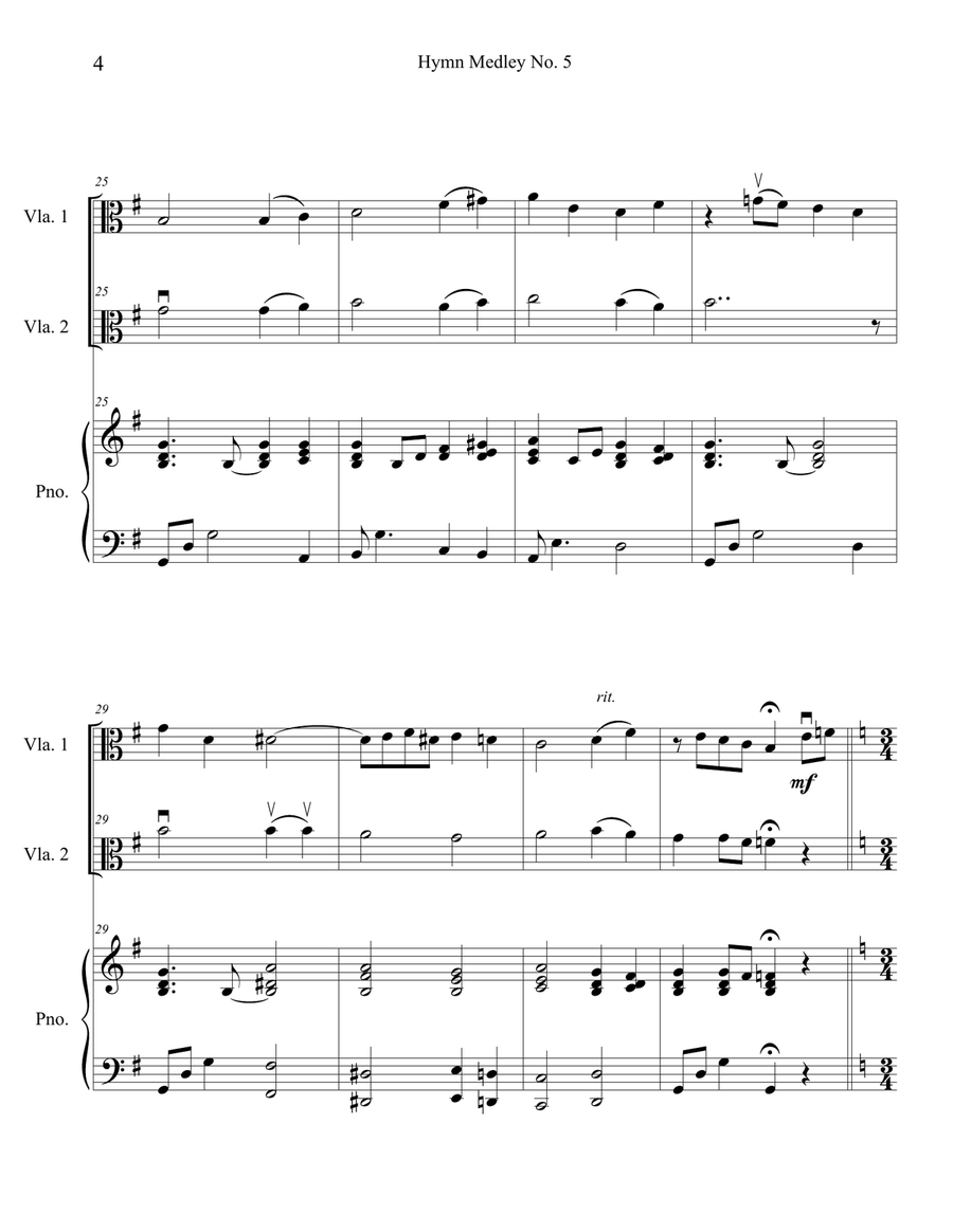 Hymn Medley No. 5 (Viola Duet with Piano Accompaniment) String Duet scores gallery preview page 4