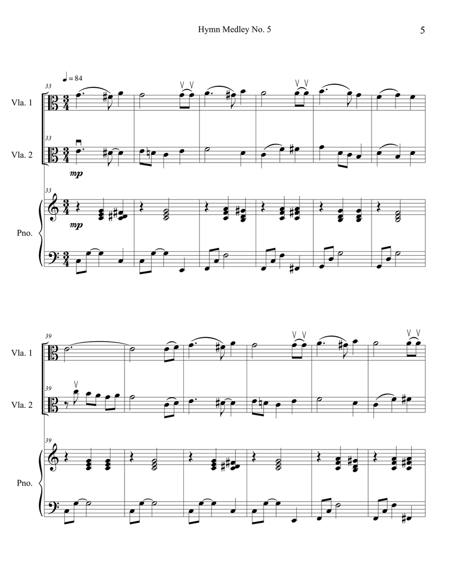 Hymn Medley No. 5 (Viola Duet with Piano Accompaniment) String Duet scores gallery preview page 5