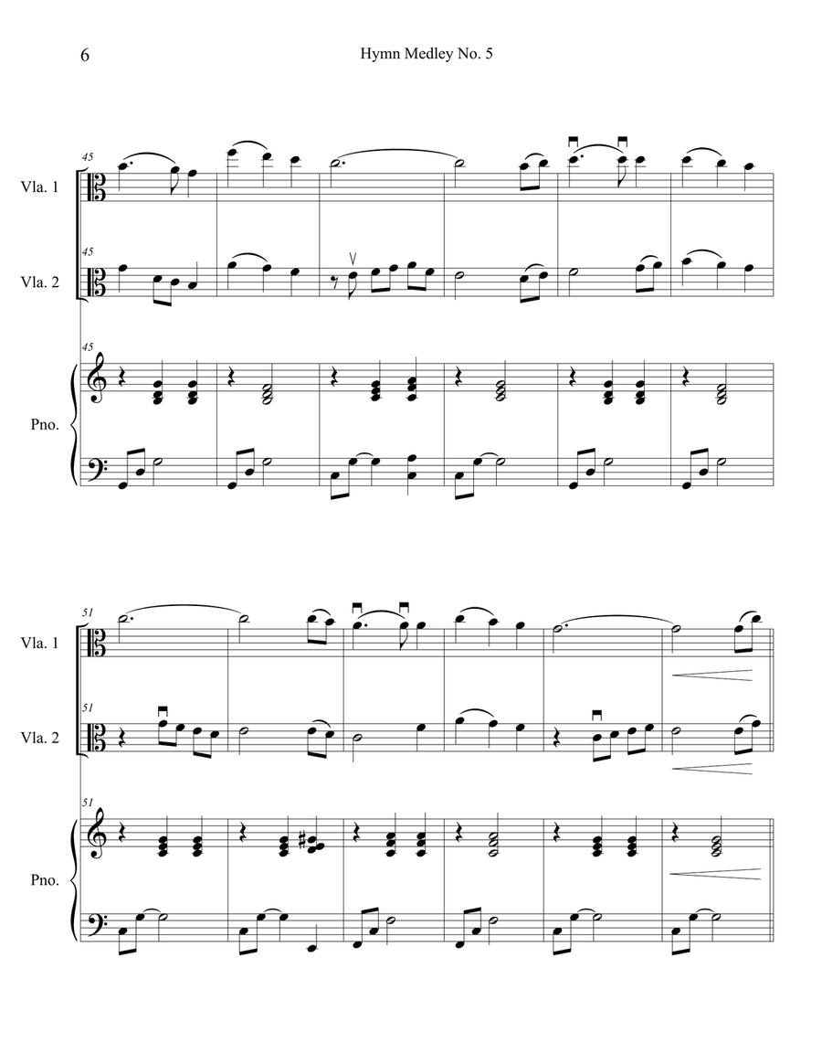 Hymn Medley No. 5 (Viola Duet with Piano Accompaniment) String Duet scores gallery preview page 6
