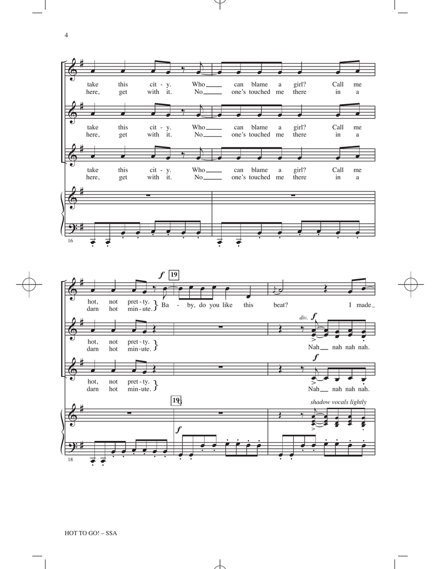 HOT TO GO! (arr. Roger Emerson) SSA scores gallery preview page 3