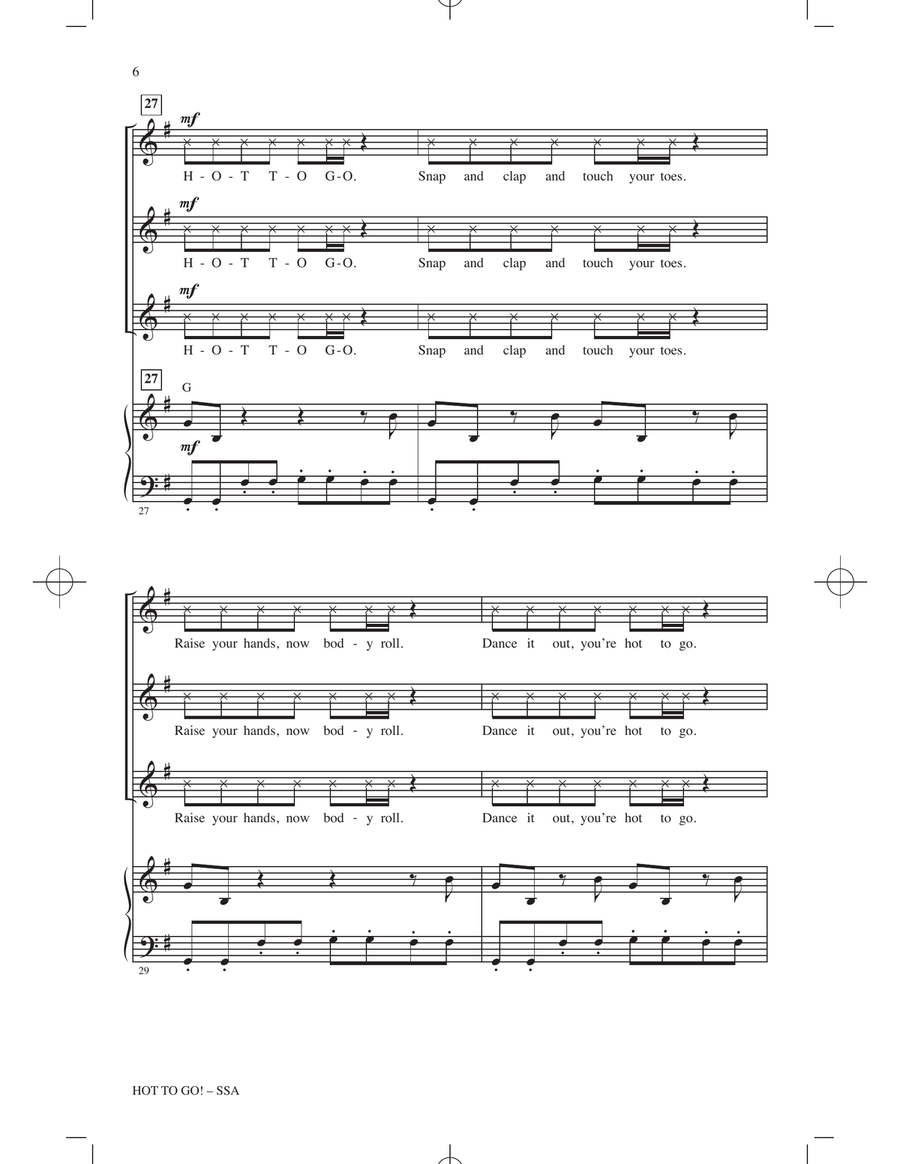 HOT TO GO! (arr. Roger Emerson) SSA scores gallery preview page 5