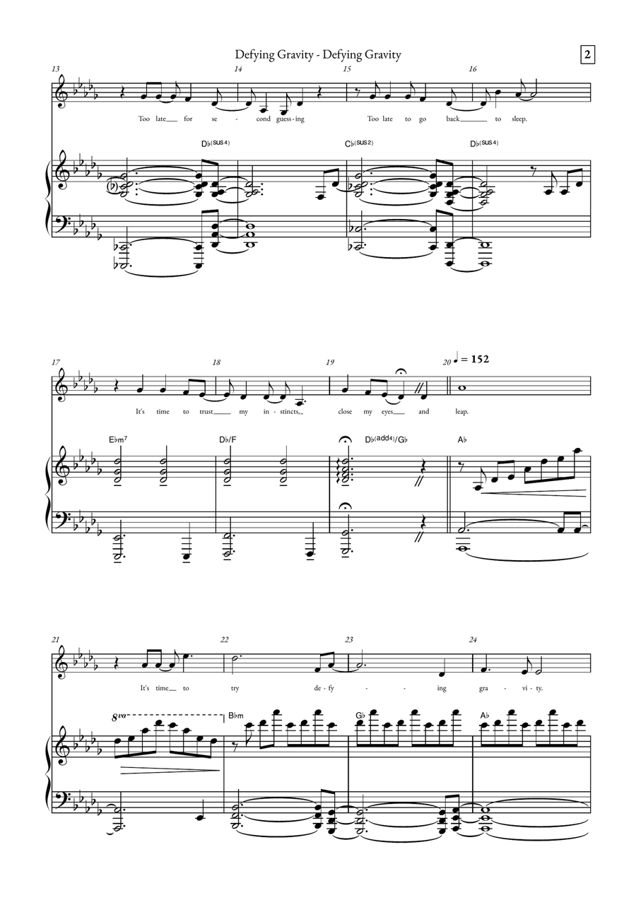 Defying Gravity Defying Gravity Piano, Vocal scores gallery preview page 2