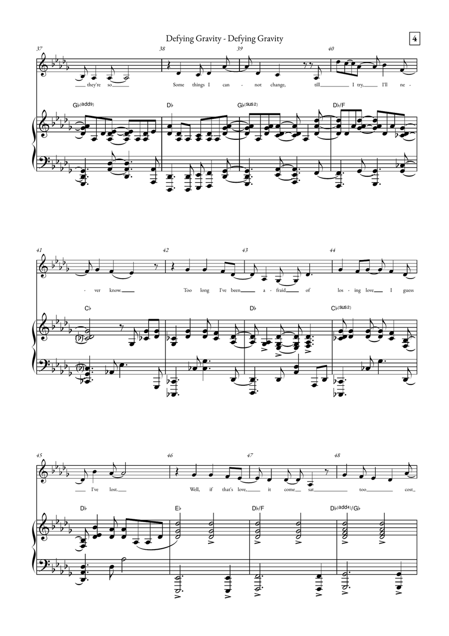 Defying Gravity Defying Gravity Piano, Vocal scores gallery preview page 4