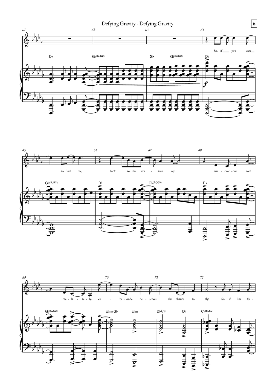 Defying Gravity Defying Gravity Piano, Vocal scores gallery preview page 6