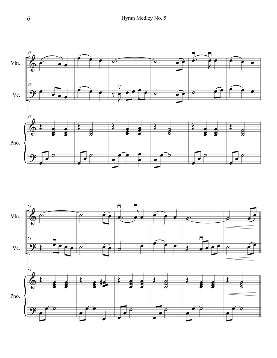 Hymn Medley No. 5 (Violin and Cello Duet with Piano Accompaniment) Piano Trio scores gallery preview page 6