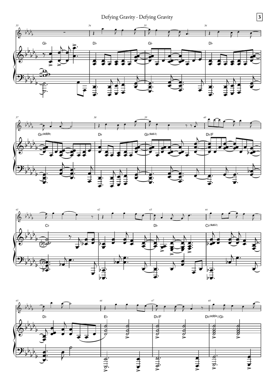 Defying Gravity Violin Solo scores gallery preview page 3