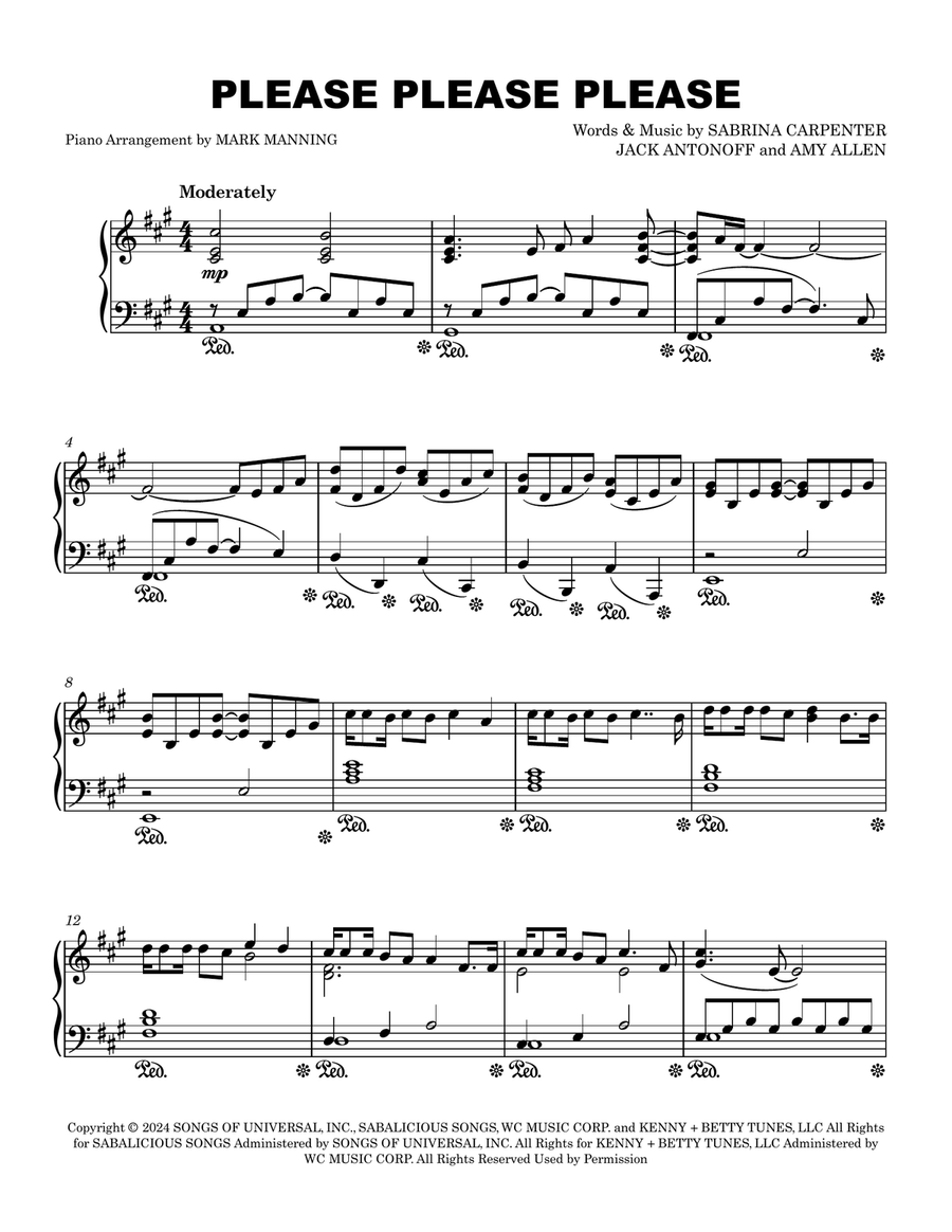 Please Please Please Please Please Please Piano Solo scores gallery preview page 1