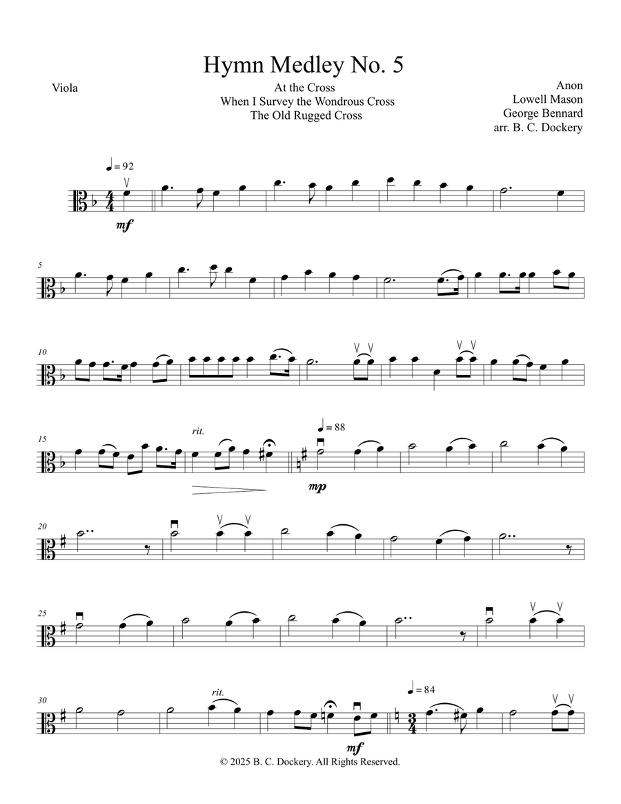 Hymn Medley No. 5 (Viola Solo) Viola Solo scores gallery preview page 1