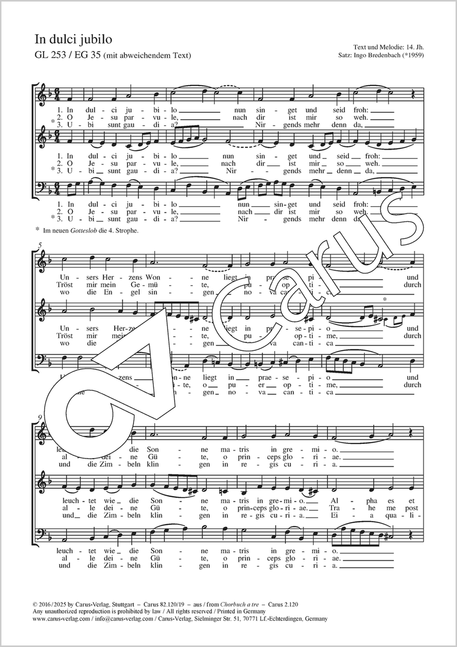 In dulci jubilo In dulci jubilo Women's Choir scores gallery preview page 1