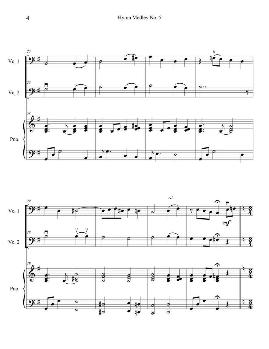 Hymn Medley No. 5 (Cello Duet with Piano Accompaniment) String Duet scores gallery preview page 4