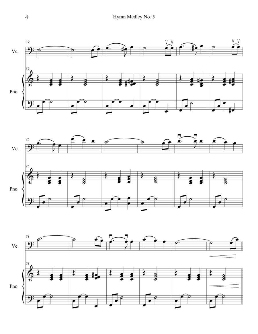 Hymn Medley No. 5 (Cello Solo with Piano Accompaniment) Piano scores gallery preview page 4