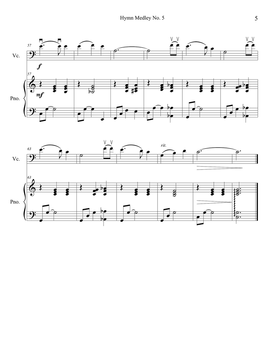 Hymn Medley No. 5 (Cello Solo with Piano Accompaniment) Piano scores gallery preview page 5