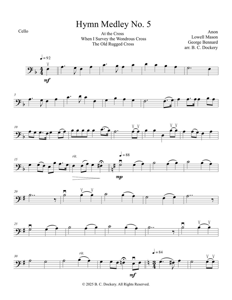Hymn Medley No. 5 (Cello Solo with Piano Accompaniment) Piano scores gallery preview page 6
