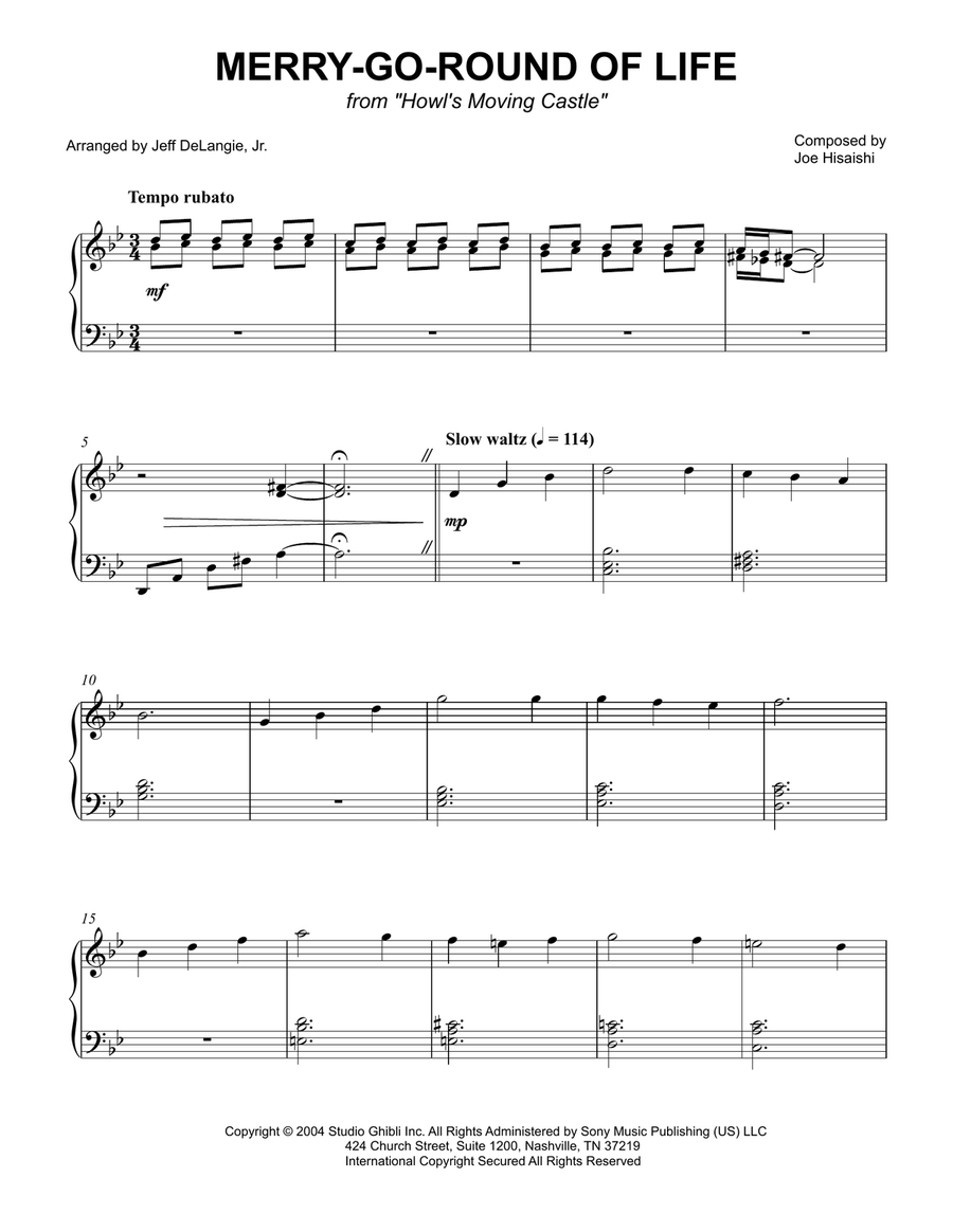 Merry-Go-Round Of Life Merry-Go-Round Of Life Piano Solo scores gallery preview page 1