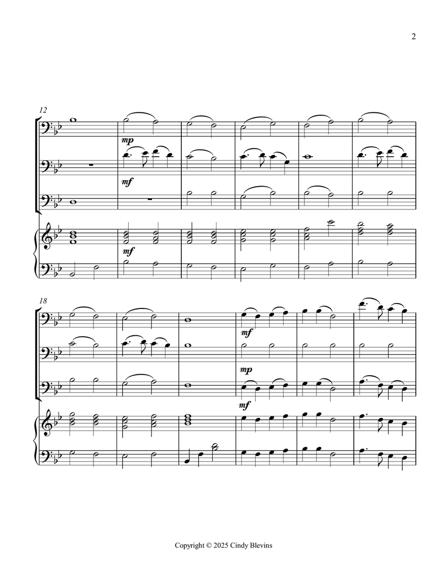 In the Bleak Midwinter, for Three Trombones and Piano Trombone Trio scores gallery preview page 3