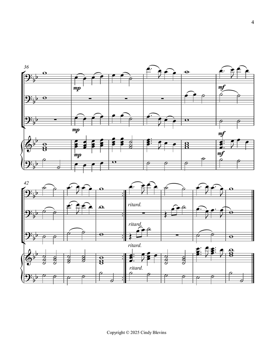 In the Bleak Midwinter, for Three Trombones and Piano Trombone Trio scores gallery preview page 5