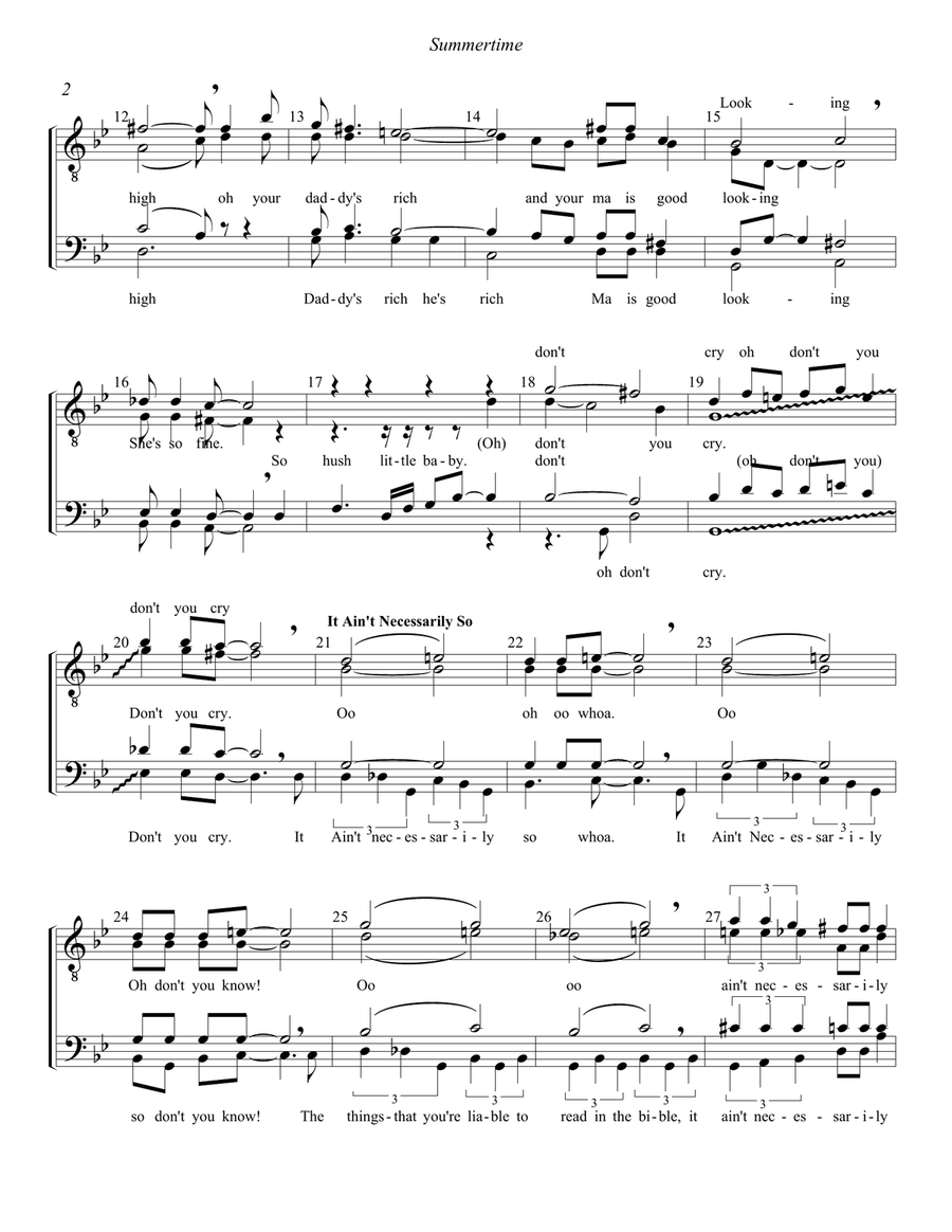 Medley: Summertime with It Ain't Necessarily So TTBB scores gallery preview page 2