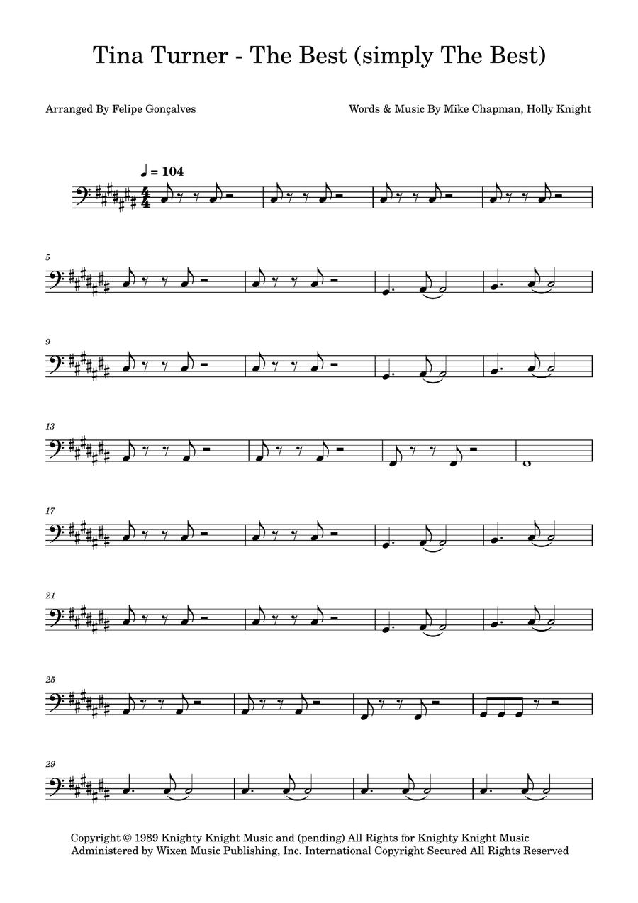 The Best (Simply The Best) Acoustic Guitar scores gallery preview page 1