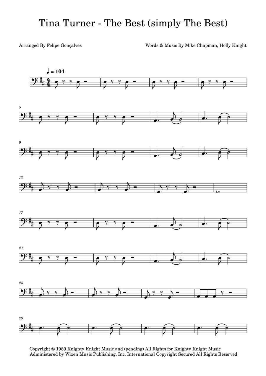 The Best (Simply The Best) Acoustic Guitar scores gallery preview page 1