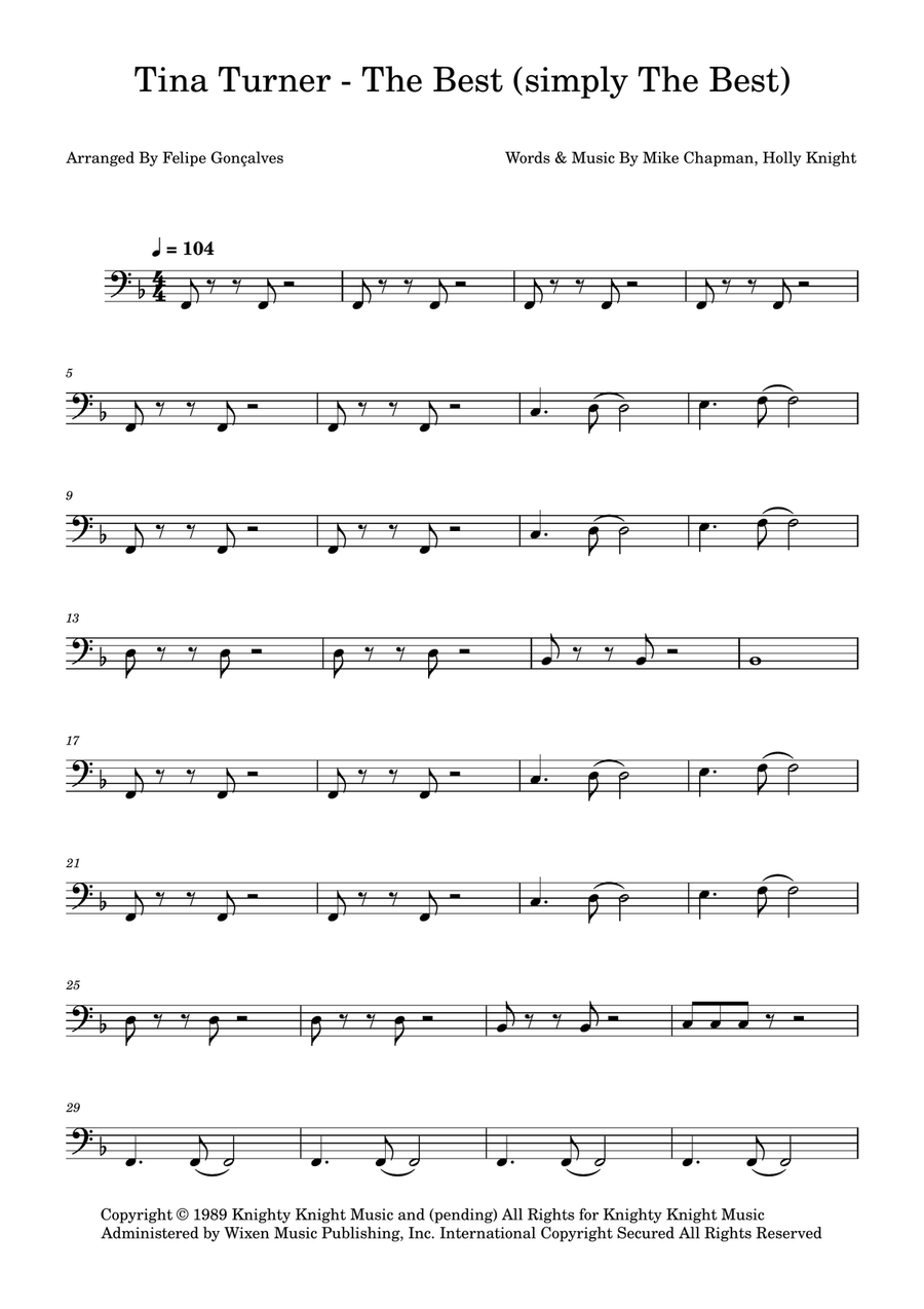 The Best (Simply The Best) Acoustic Guitar scores gallery preview page 1