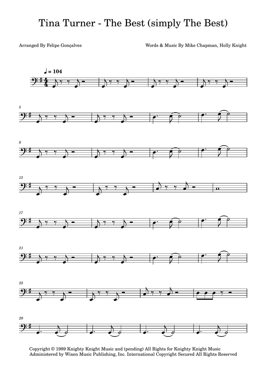 The Best (Simply The Best) Acoustic Guitar scores gallery preview page 1