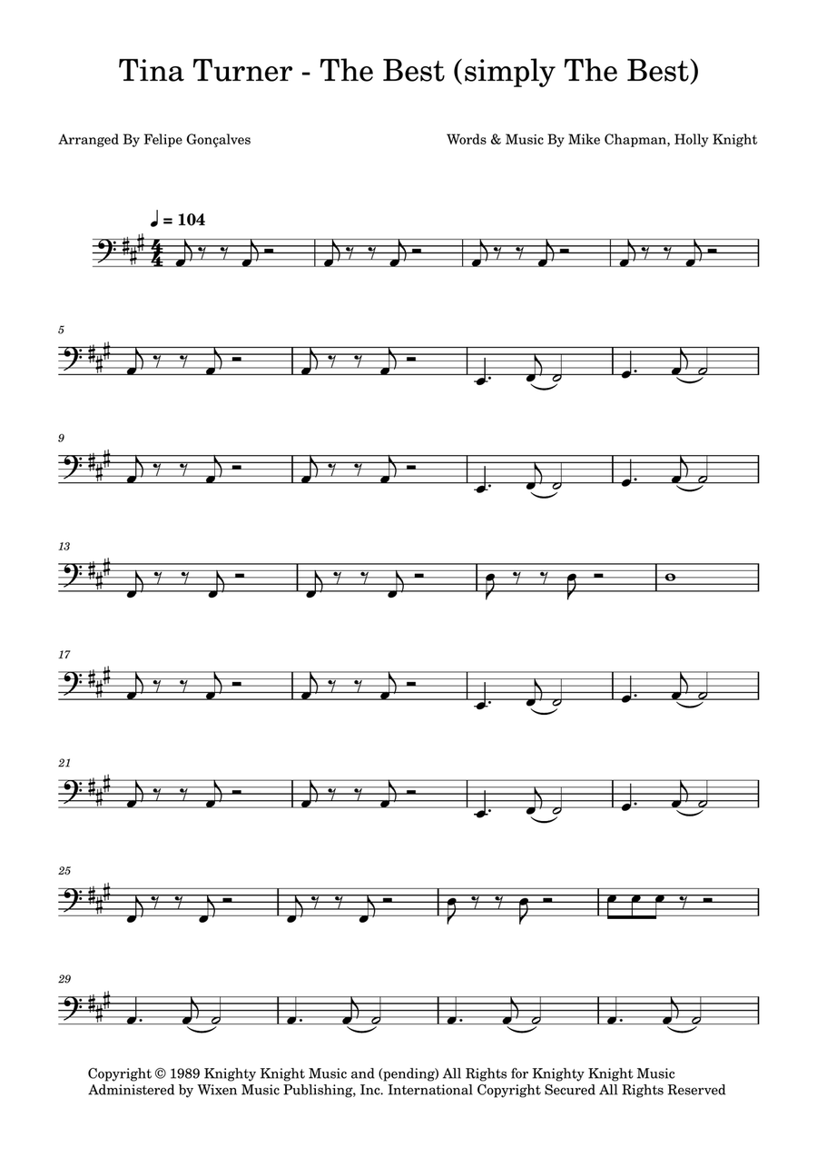 The Best (Simply The Best) Acoustic Guitar scores gallery preview page 1