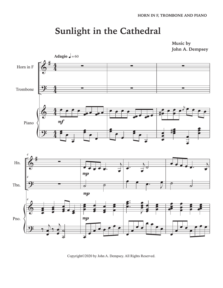 Sunlight in the Cathedral (Mountain Prelude): Trio for Horn in F, Trombone and Piano Sunlight in the Cathedral (Mountain Prelude): Trio for Horn in F, Trombone and Piano Brass Trio scores gallery preview page 5