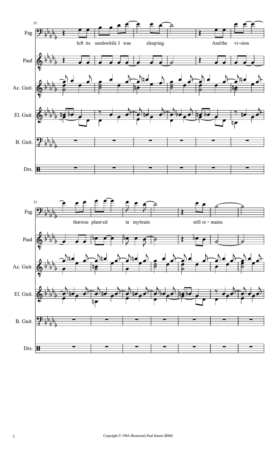 The Sound Of Silence - Score Only Concert Band scores gallery preview page 2